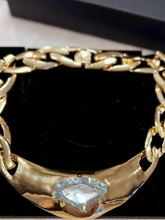 Jewelry - Gold-Tone Women's Statement Necklace with Clear Crystal